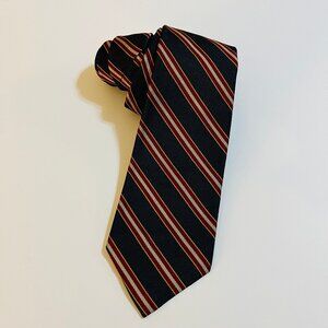 Keys & Lockwood vintage silk repp striped tie Navy Blue Red 56"